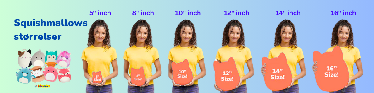 Squishmallows-størrelser: Hvor mange Squishmallows-størrelser er tilgjengelige? 2 Squishmallows Størrelsestabell_lekeverden