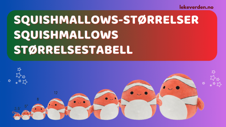 Squishmallows 45 Squishmallows-størrelser