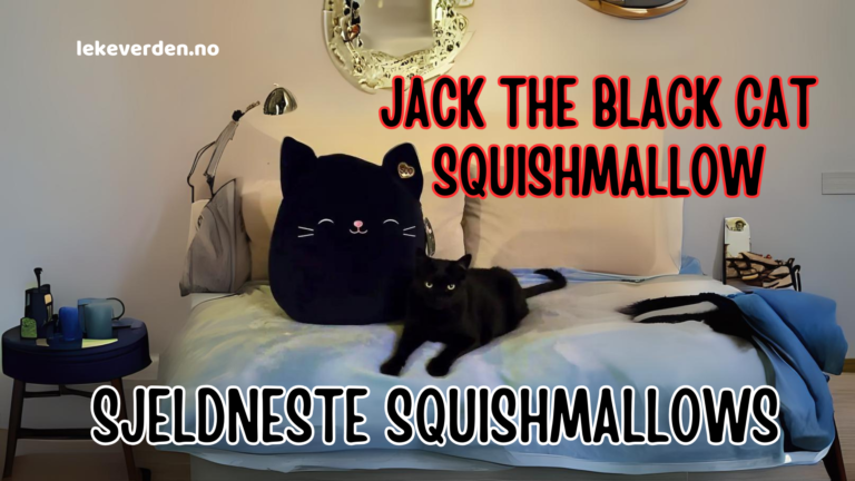 Black cat plush on a bed