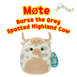 Squishmallows Borsa the Grey Spotted Highland Cow | Squishmallows 19 cm (8-tommer) | Plysj samleobjekt myk og squishy ost utstoppet dyreleke – legg til troppen din – gave til barn, jenter og gutter_1