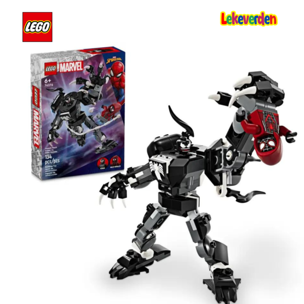 LEGO Super Heroes Marvel 76276 Venom-robot mot Miles Morales (134 deler) | Byggesett for elektrisk sportsbil for 6+_1