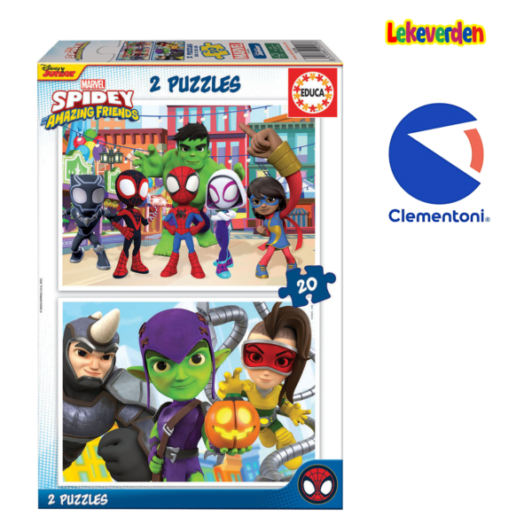 Clementoni spidey and his amazing friends puslespill 2x20 brikker | puslespill for barn | julegaveide til barn_1