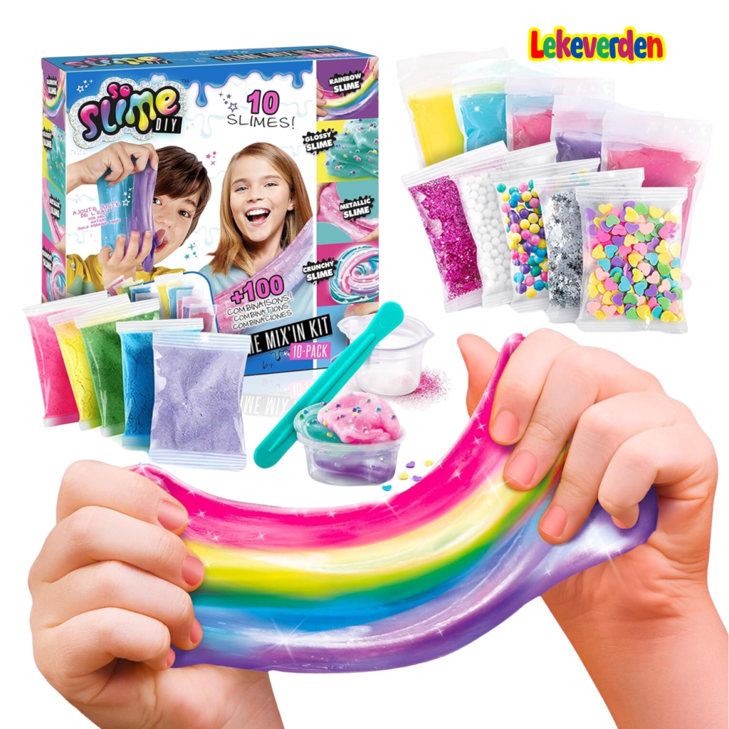 So Slime DIY slim – 20 pk | DIY slimesett for barn: fluffy slime med skum, perler og konfetti – hobbysett jenter 10 år, gaveide og gjestegave til barnebursdag