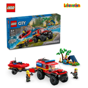 LEGO City 60412, Firehjulsdrevet brannbil med redningsbåt | Nye LEGO® sett og leker | Offisielle LEGO® leker | Lego byggesett for barn 5-12 år | Samlegaveide for barn 5-12 år | Flerfarge1