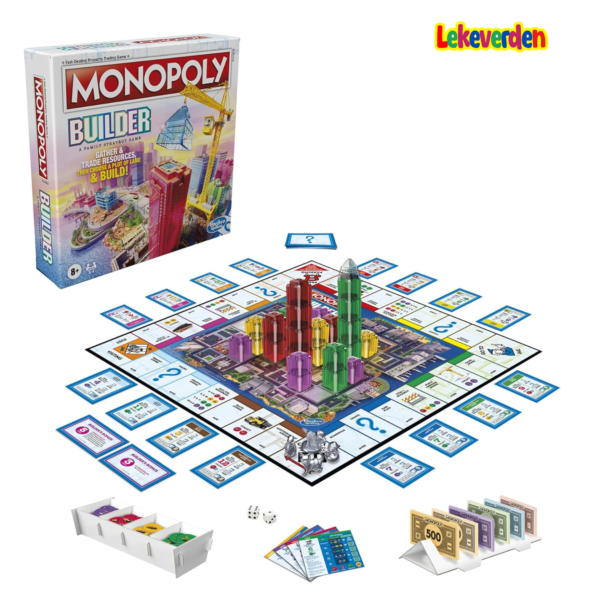 Monopoly builder (norsk)_Monopoly Builder brettspill for barn og voksne, strategispill, familiebrettspill, for barn 8 og oppover, 2-4 spillere_1