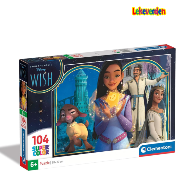 Puslespill 104 brikker_Clementoni 27269 Disney Wish Supercolor Wish-104 brikker_puslespill barn 6 år, puslespill tegneserie_2