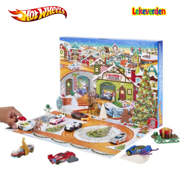 Hot wheels julekalender - 24 overraskelser - 6 hot wheels biler | Puslespill for barn | Brettspill for barn | Julegaveide til barn_2