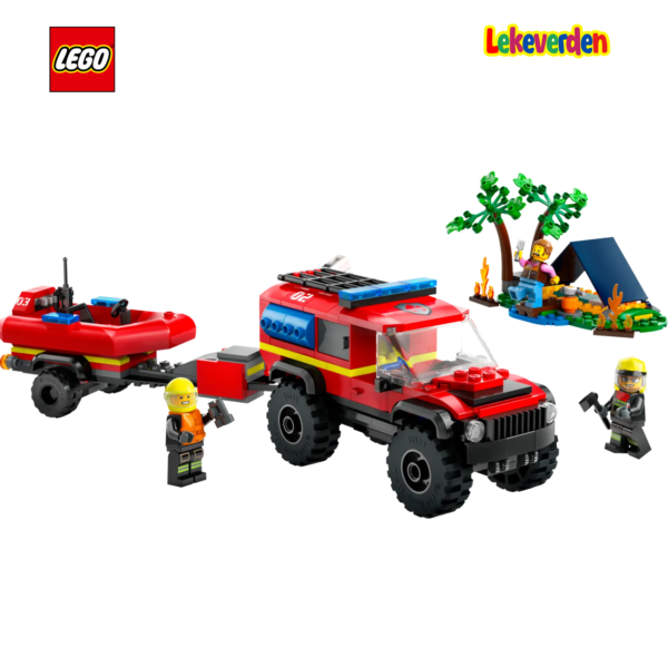 LEGO City 60412, Firehjulsdrevet brannbil med redningsbåt | Nye LEGO® sett og leker | Offisielle LEGO® leker | Lego byggesett for barn 5-12 år | Samlegaveide for barn 5-12 år | Flerfarge_2
