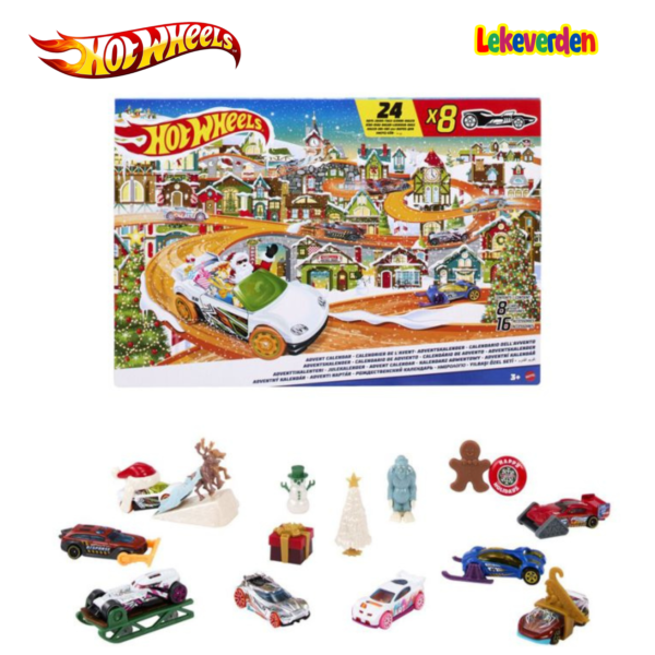 Hot wheels julekalender - 24 overraskelser - 6 hot wheels biler | Puslespill for barn | Brettspill for barn | Julegaveide til barn_4