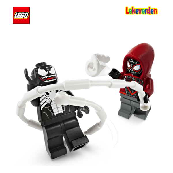LEGO Super Heroes Marvel 76276 Venom-robot mot Miles Morales (134 deler) | Byggesett for elektrisk sportsbil for 6+_4
