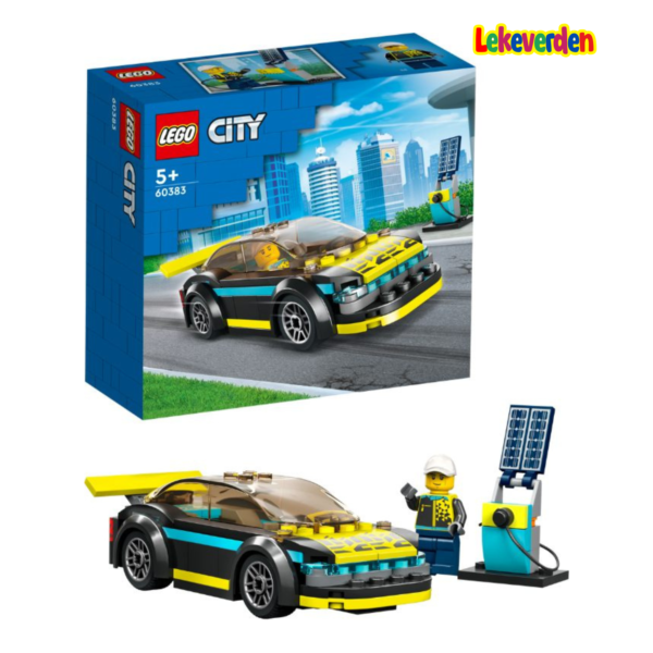 LEGO City elektrisk sportsbil 60383 | Byggelekesett (95 stk) | Byggesett for elektrisk sportsbil for 5+ | Flerfarget
