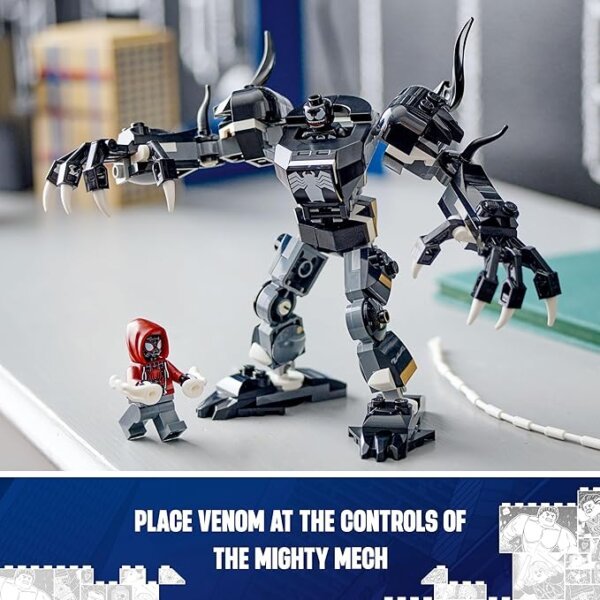 LEGO Super Heroes Marvel 76276 Venom-robot mot Miles Morales (134 deler) | Byggesett for elektrisk sportsbil for 6+