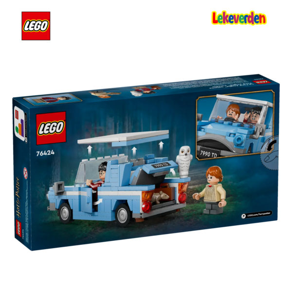 Gjenskap Harry Potter™ og Ron Weasleys spennende reise til Galtvort™ i Flying Ford Anglia™ (76424)-bilen med dette fantasylekesettet for barn i alderen 7+. Den LEGO®-klossbygde eventyrlekebilen har åpne dører og et avtakbart tak, slik at det er enkelt å plassere Harry Potter- og Ron Weasley™-minifigurene og Hedwig™-uglefiguren inni. Det er også plass i bagasjerommet til kofferten, Harry og Rons tryllestaver og Rons kjæledyrrotte, Scabbers™. Denne byggeleken for barn av høy kvalitet er den beste hverdagsgodbiten eller bursdagsgaven for gutter og jenter for å rollespille en ikonisk scene fra Harry Potter and the Chamber of Secrets™ og lage sine egne magiske historier. Dette eventyrkjøretøylekesettet kan brukes med andre LEGO Harry Potter byggesett (selges separat) for å inspirere fantasien til unge trollmenn, hekser og Muggles™ og gi dem enda flere lekemuligheter. LEGO® Harry Potter™ fantasy-lekebil-lekesett – Gi barna en magisk introduksjon til trollmannsverdenen med denne byggbare modellen av Weasleys fortryllede Flying Ford Anglia™-bil Eventyrlekesett med 4 LEGO® Harry Potter™-figurer – Harry Potter og Ron Weasley™ minifigurer, Hedwig™ og Scabbers™ figurer, pluss en koffert og 2 tryllestavelementer Ford Anglia lekebil – Har åpningsdører, avtakbart tak, seter for de to minifigurene og plass bak for Hedwig™, pluss en bagasjerom som kan åpnes med plass inni for kofferten, tryllestavene og Scabbers™ Morsomt byggeleke for rollelek – Barn kan gjenskape den ikoniske Harry Potter and the Chamber of Secrets™-scenen der Harry og Ron flyr bilen til Galtvort™ Høykvalitets gaveide for Harry Potter™-fans – Dette byggesettet er en morsom hverdagsgodbit eller bursdagsgave til barn fra 7 år og oppover som oppdager magien i trollmannsverdenen Morsomme kombinasjoner – Denne LEGO® Harry Potter™ billeken kan blandes med modeller fra andre LEGO Harry Potter byggesett (selges separat) for ekstra lekemuligheter En del av et omfattende utvalg – LEGO® Harry Potter™ lekebyggesett lar unge trollmenn, hekser og Muggles™ rollespille ikoniske scener, lage sine egne eventyr eller bare vise modellene Kompakt, byggbart lekesett i 165 deler – Flying Ford Anglia™-modellen er over 5 cm høy, 12 cm lang og 6 cm bred_9
