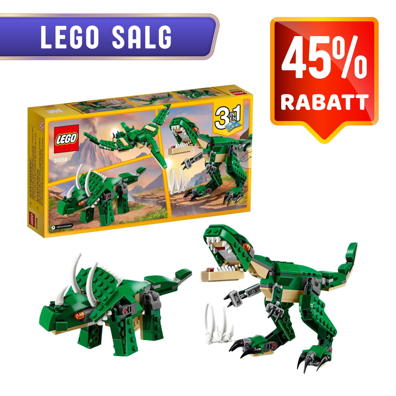 Lego for barn 61 LEGO 31058 Grønn dinosaur | LEGO Creator 31058