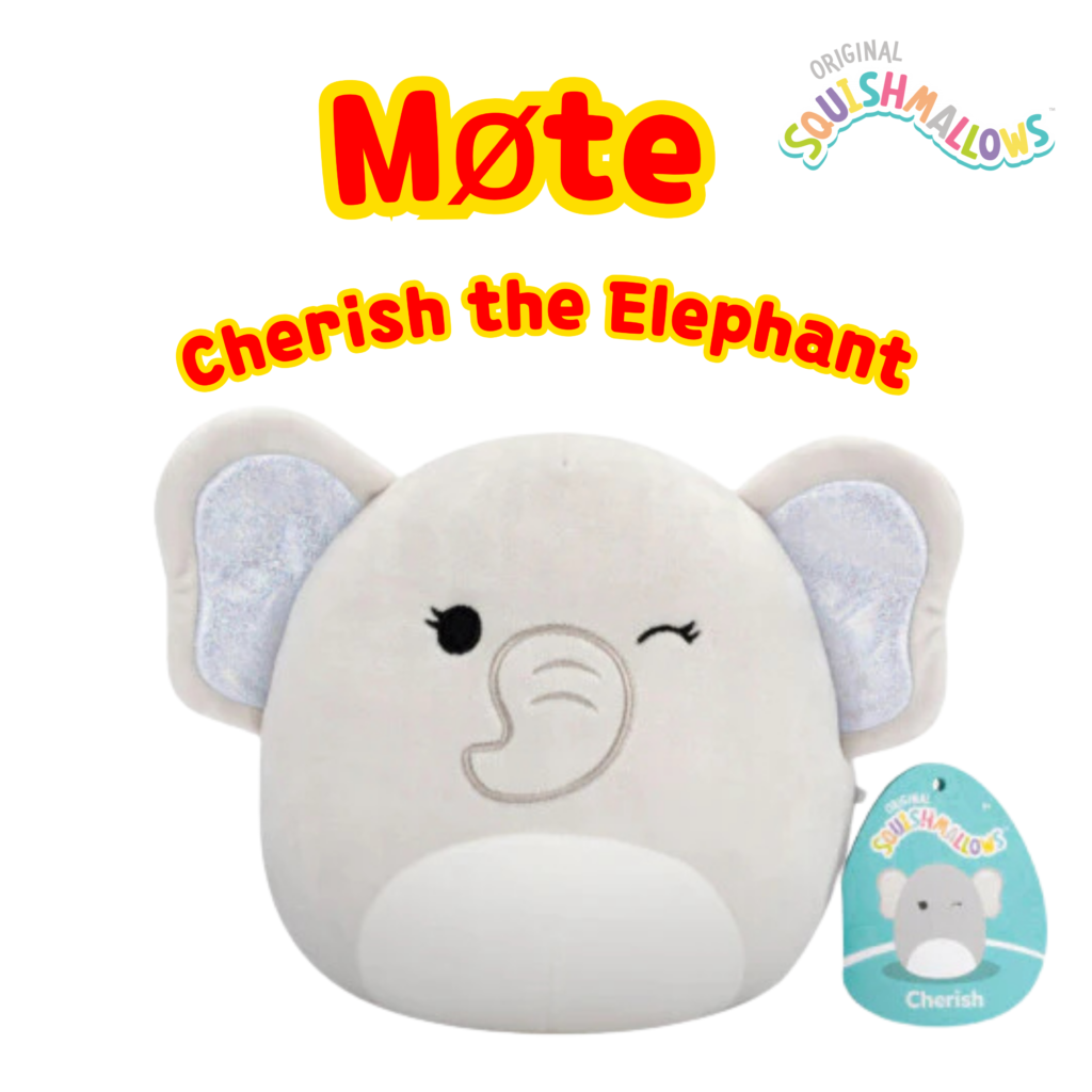 Beste gaver til barn 12 Squishmallows Cherish the Elephant | Squishmallows 19 cm (8-tommer) | Plysj samleobjekt myk og squishy ost utstoppet dyreleke – legg til troppen din – gave til barn, jenter og gutter