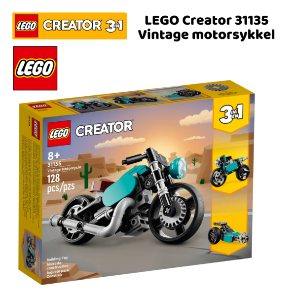 LEGO Creator 31135 Vintage motorsykkel | nye lego® sett og leker | offisielle lego®-leker | lego byggesett for barn 8-12 år | julegaver til barn 8-16 år _2