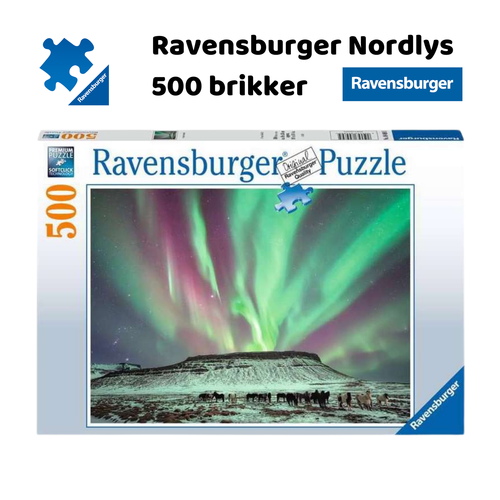 Puslespill nordlys 500 brikker Ravensburger | Puslespill for barn og voksne | Puslespill for barn | Gaver til barn