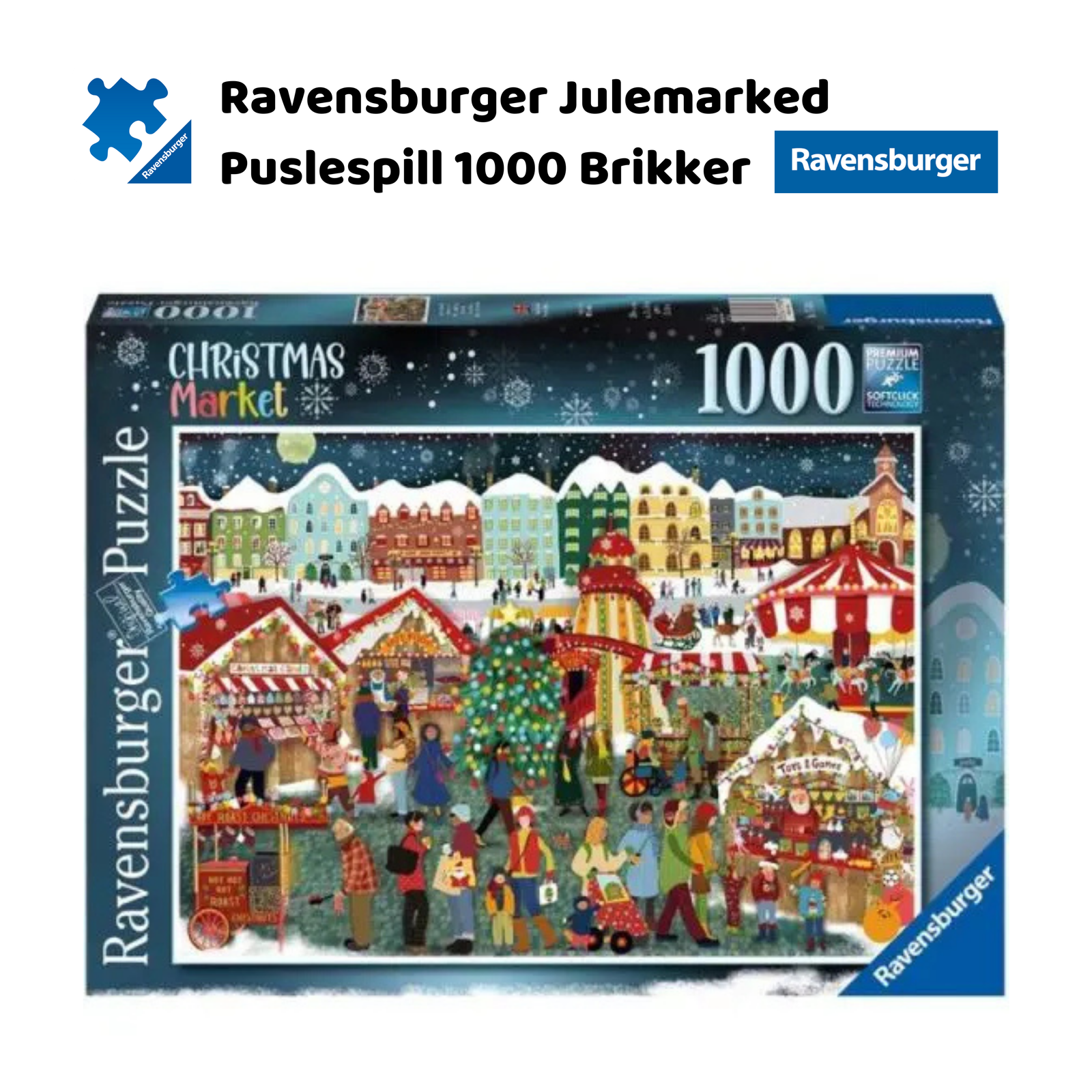 Puslespill julemarked 1000 brikker Ravensburger | Puslespill for barn og voksne | Puslespill for barn | Gaver til barn