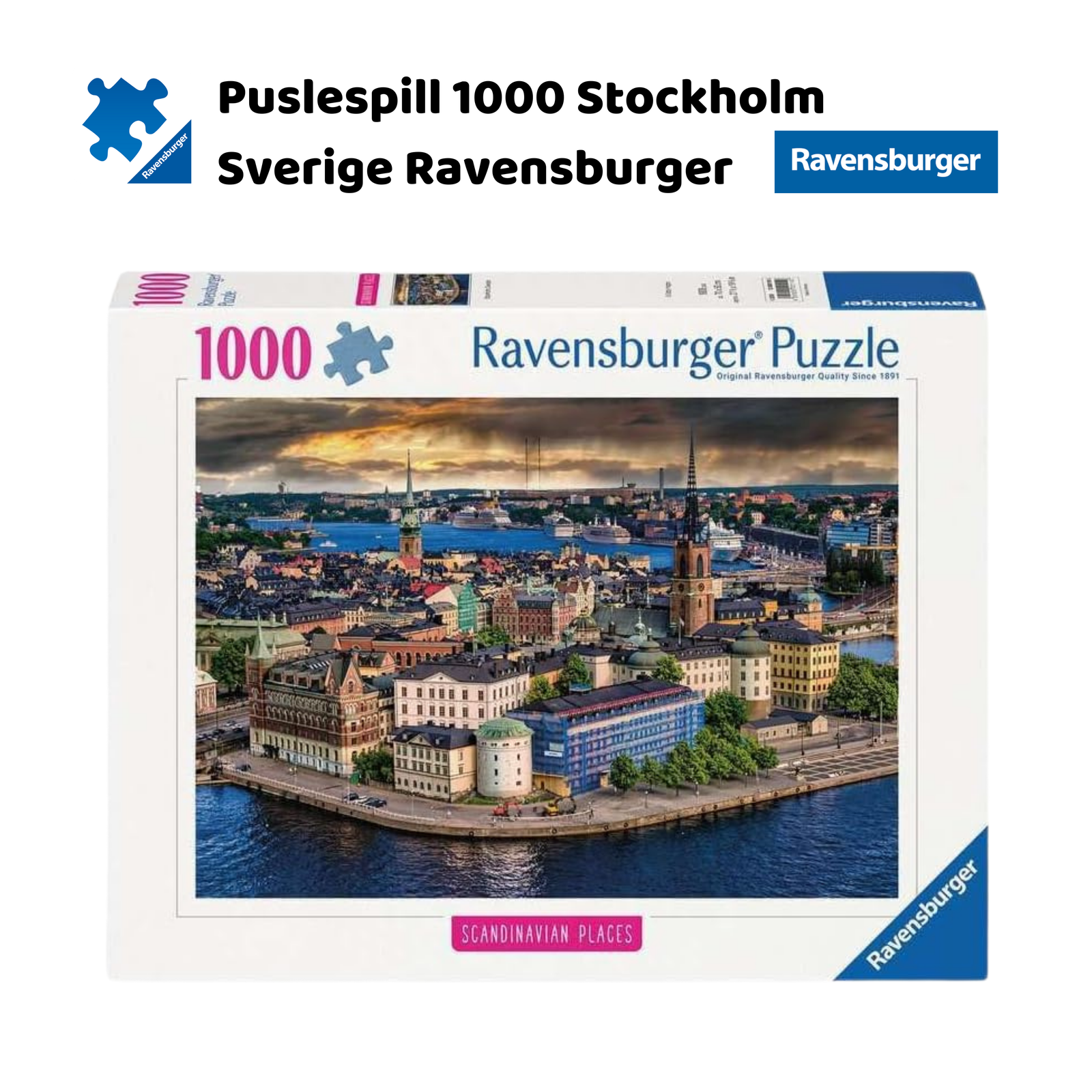 Puslespill stockholm sverige 1000 brikker Ravensburger | Puslespill for barn og voksne | Puslespill for barn | Gaver til barn