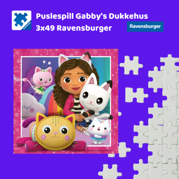 Puslespill gabby's dukkehus 3x49 brikker Ravensburger | Puslespill for barn og voksne | Puslespill for barn | Gaver til barn_4