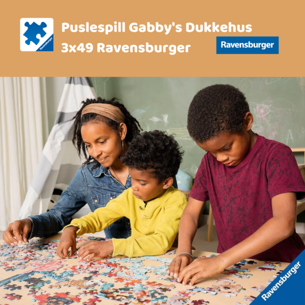 Puslespill gabby's dukkehus 3x49 brikker Ravensburger | Puslespill for barn og voksne | Puslespill for barn | Gaver til barn_6