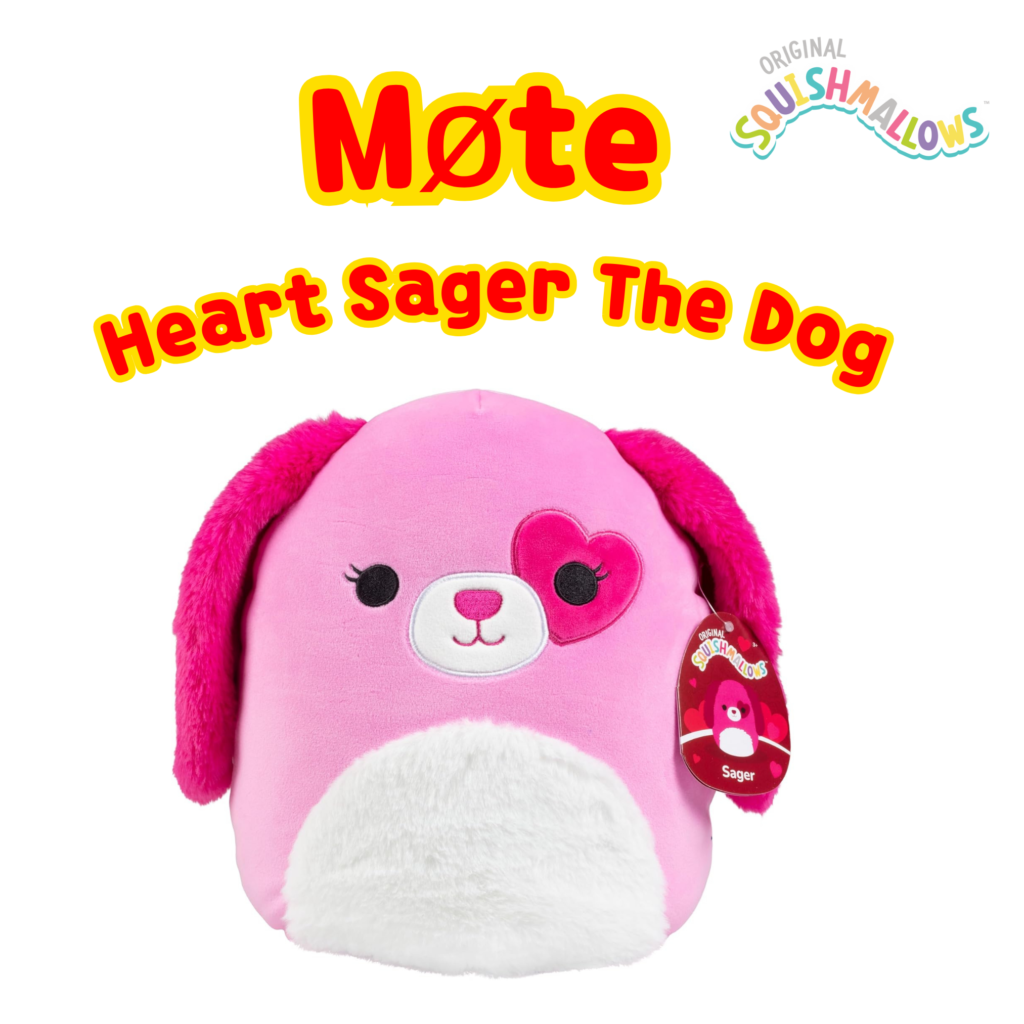 Squishmallows Heart Sager the Pink Dog | Squishmallows 19 cm (8-tommer) | Plysj samleobjekt myk og squishy ost utstoppet dyreleke – legg til troppen din – gave til barn, jenter og gutter