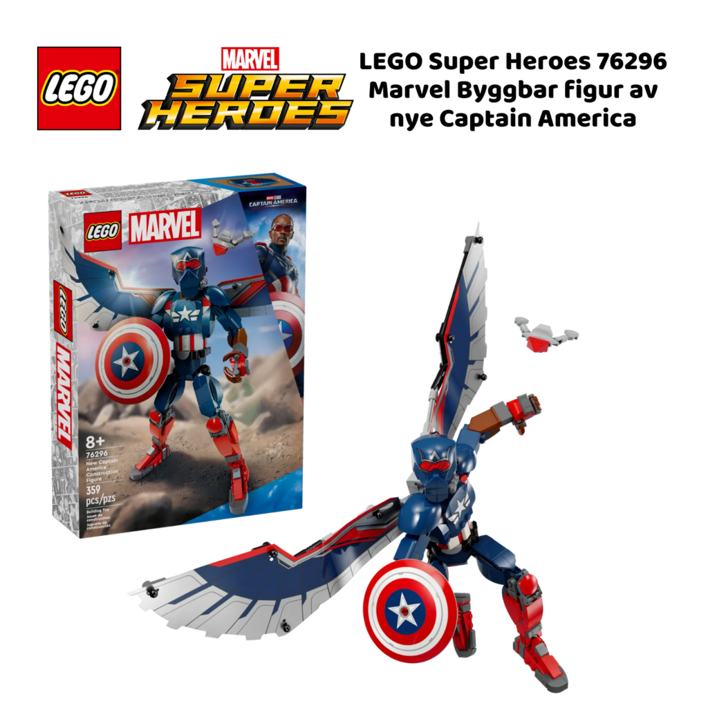 LEGO Super Heroes 76296 Marvel Byggbar figur av nye Captain America | Nye LEGO® sett og leker | Offisielle LEGO®-leker | LEGO byggesett for barn fra 8 år og oppover | gaver til barn 8 år og oppover