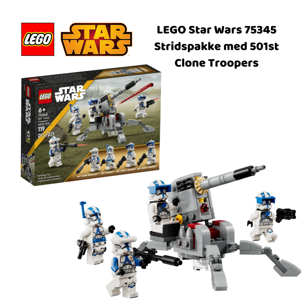 LEGO Star Wars 75345 Stridspakke med 501st Clone Troopers | Nye LEGO® sett og leker | Offisielle LEGO®-leker | LEGO byggesett for barn fra 6 år og oppover | gaver til barn 6 år og oppover
