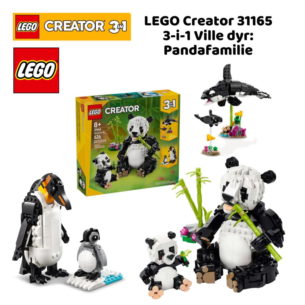 LEGO Creator 31165 3-i-1 Ville dyr: Pandafamilie | Nye LEGO® sett og leker | Offisielle LEGO®-leker | LEGO byggesett for barn fra 8 år og oppover | gaver til barn 8 år og oppover