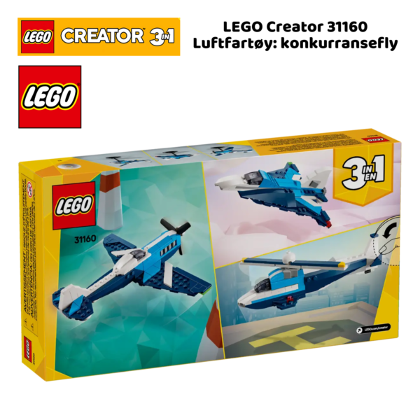 LEGO Creator 31160 3-i-1 Luftfartøy: konkurransefly | LEGO byggesett for barn fra 7 år og oppover | gaver til barn 7 år og popover_12