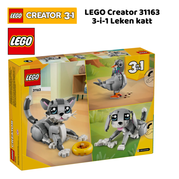 LEGO Creator 31163 3-i-1 Leken katt | LEGO byggesett for barn fra 8 år og oppover | gaver til barn 8 år og popover_2