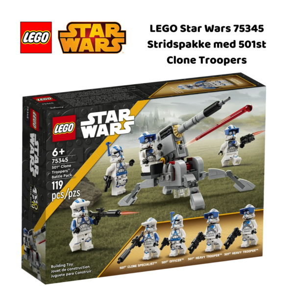 LEGO Star Wars 75345 Stridspakke med 501st Clone Troopers | LEGO byggesett for barn fra 6 år og oppover | gaver til barn 6 år og popover_3