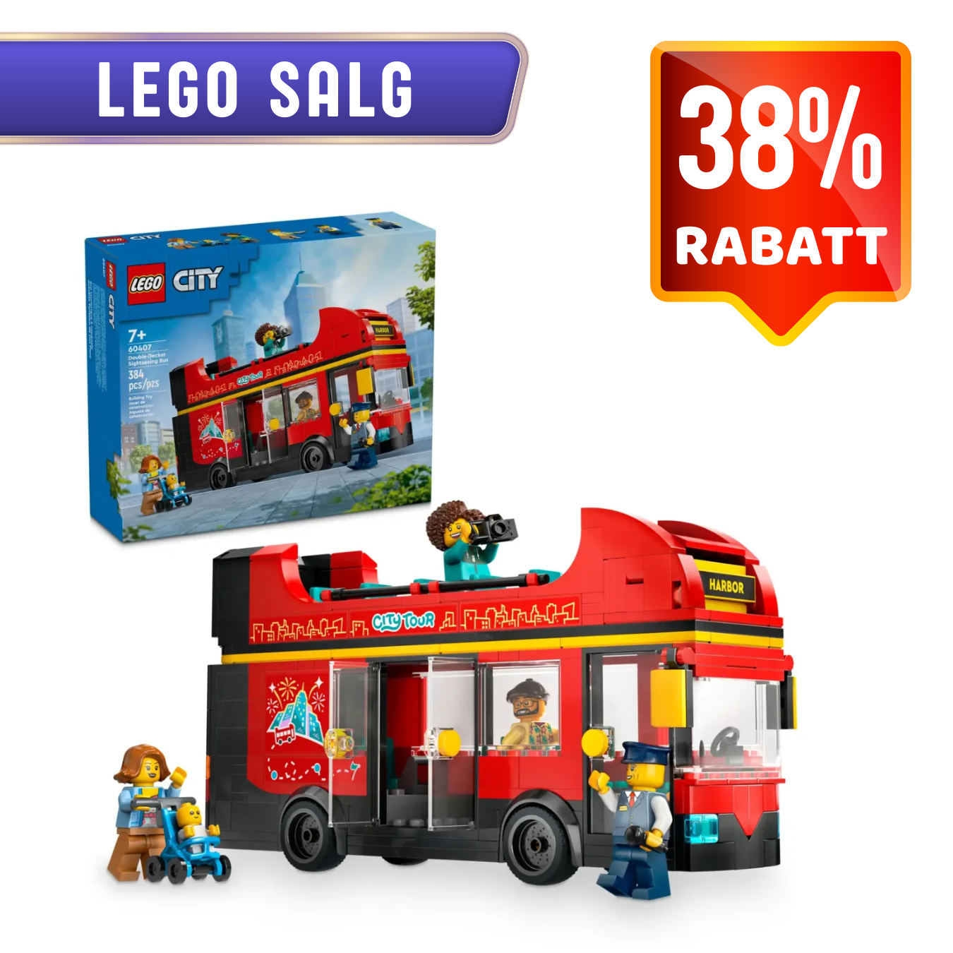 LEGO 60407 Rød dobbeltdekker-turistbuss | LEGO City 60407