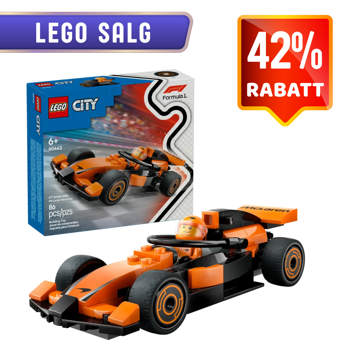 LEGO 60442 F1-fører med mclaren-racerbil | LEGO City 60442