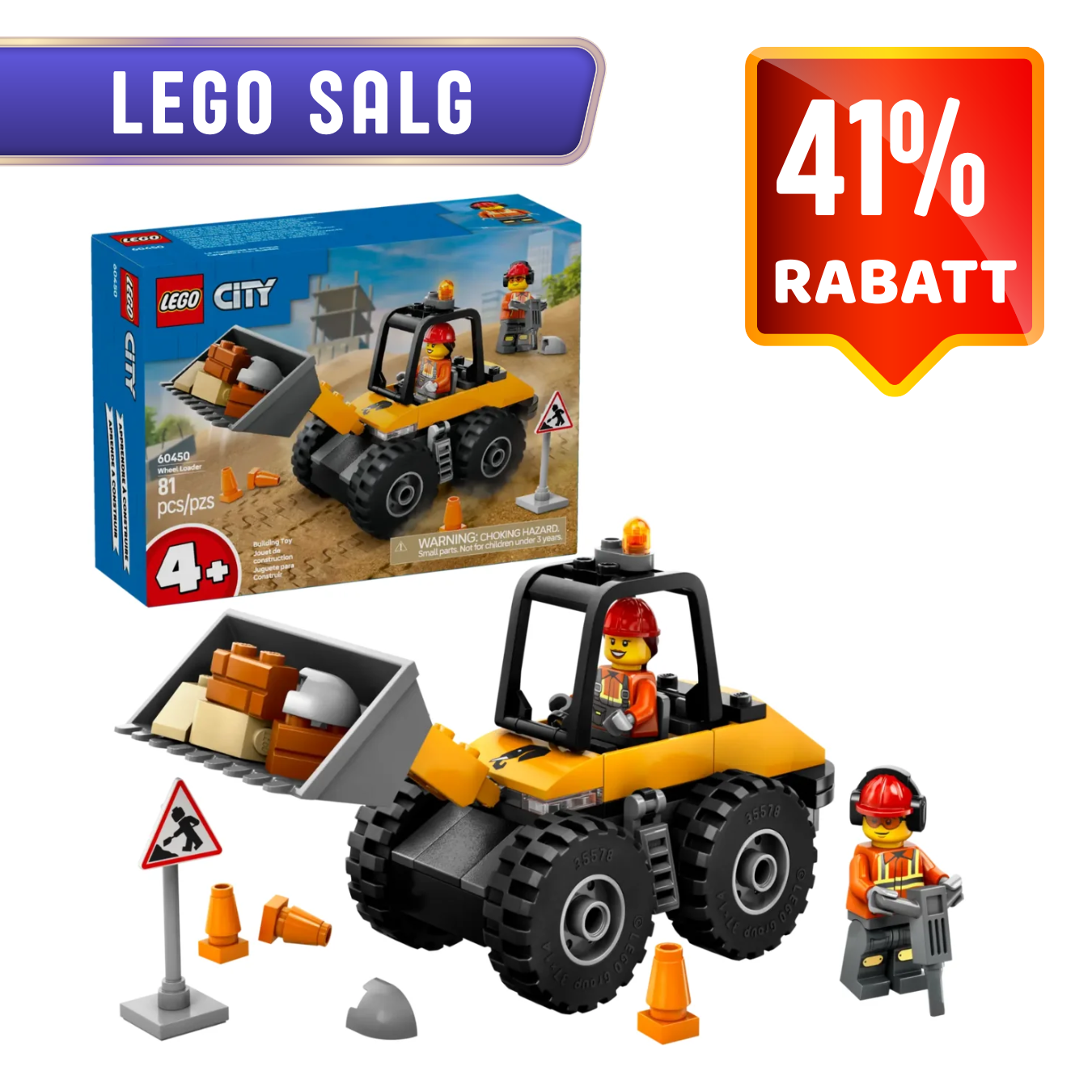 LEGO 60450 Gul hjullaster | LEGO City 60450