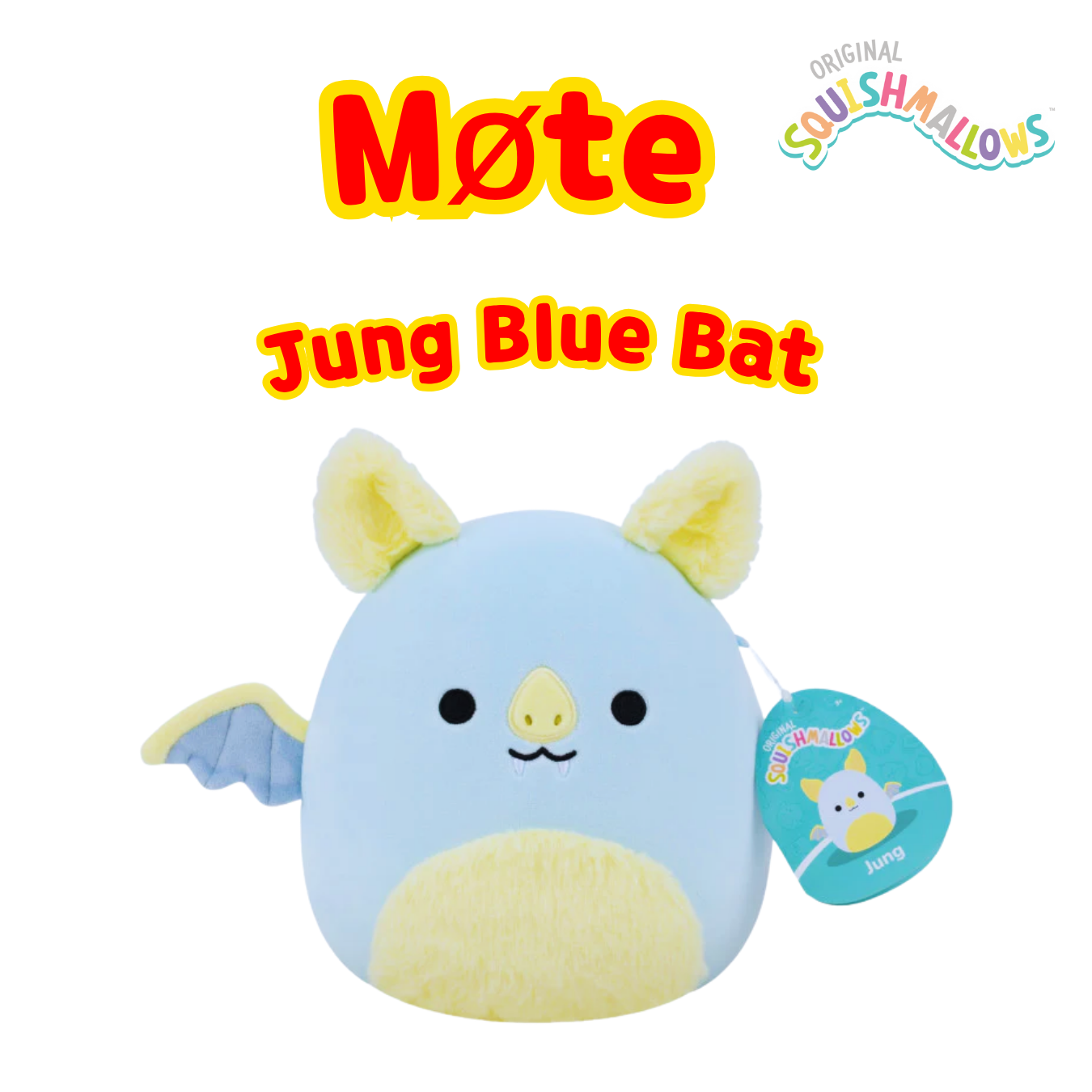 Squishmallows 19cm Jung Blue Bat | Julegaveleker til barn, jenter, gutter og tenåringer | Perfekt julegave 2025 | Julegave til barn | Julekolleksjon