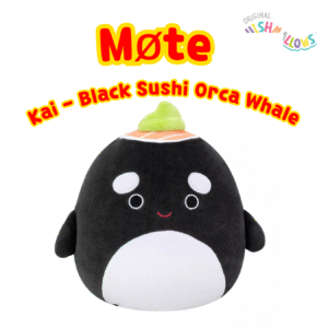 Squishmallows 19 cm (8-tommer) 17 Kai the Black Sushi Orca Whale Squishmallows 19 cm | Squishmallows 19cm (8-tommer)