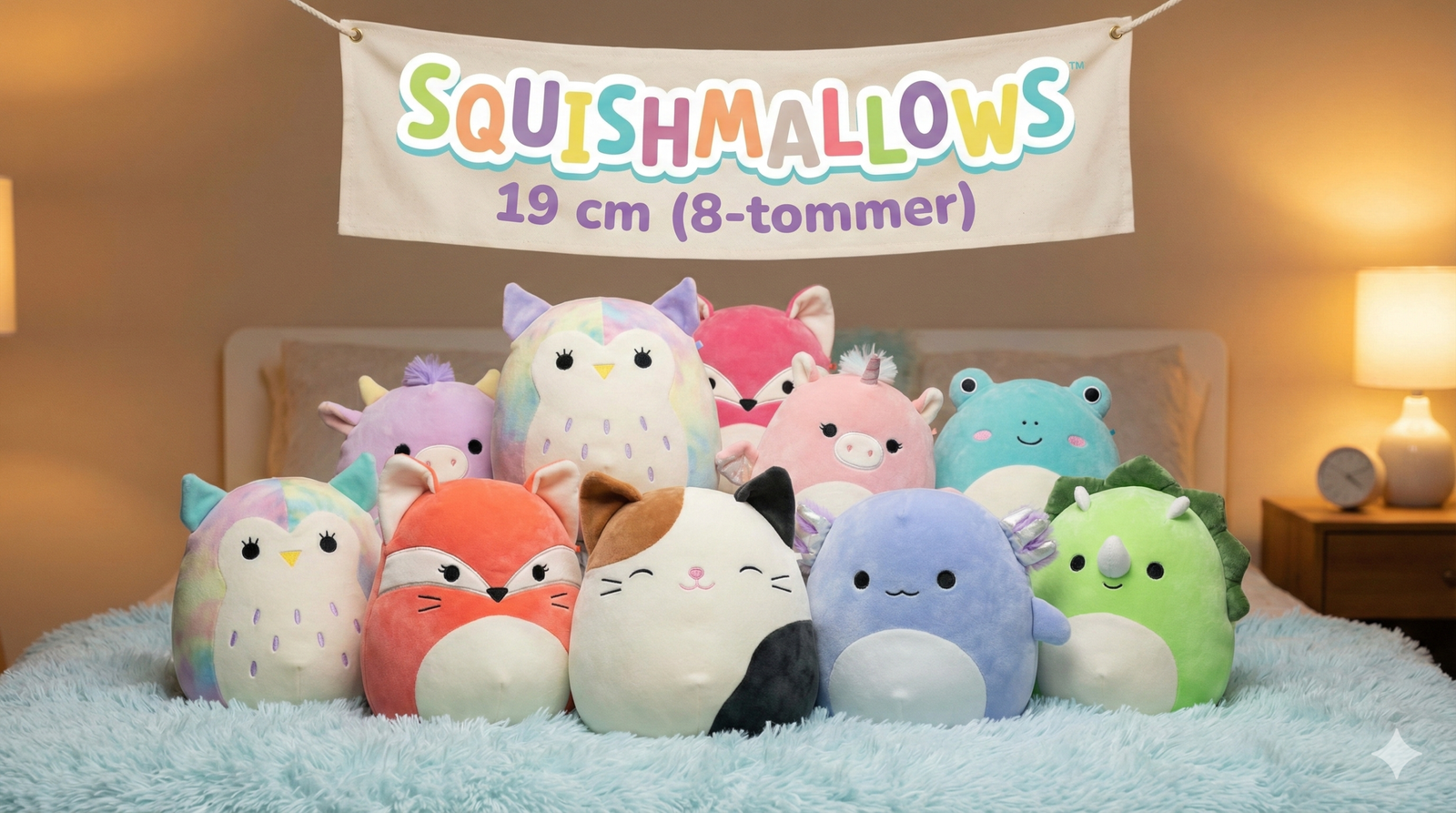 Squishmallows plysjfigur 8 tommer, supermyk leketøy for barn