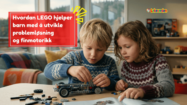 Barn som forsiktig kobler LEGO-klosser sammen, demonstrerer utvikling av finmotorikk gjennom kreativ byggelek