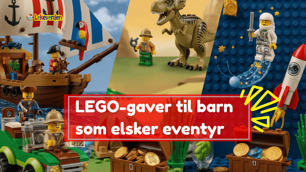 Barn som leker med et LEGO-jungelekspedisjonssett med minifigurer av oppdagelsesreisende, ville dyr og et ulendt terrenglandskap