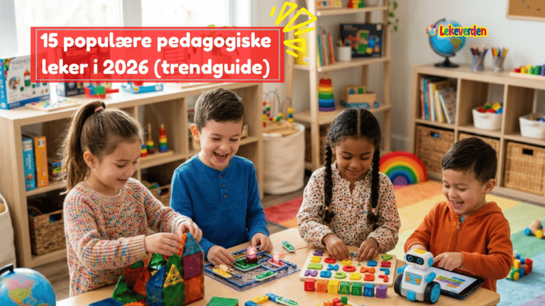 barn som leker med populære pedagogiske leker i 2026, inkludert STEM-sett og kreative læringsleker