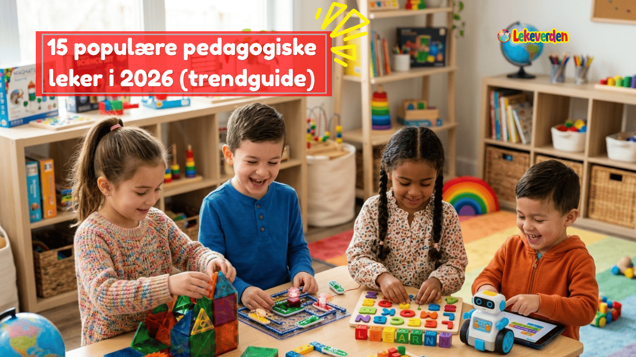 barn som leker med populære pedagogiske leker i 2026, inkludert STEM-sett og kreative læringsleker