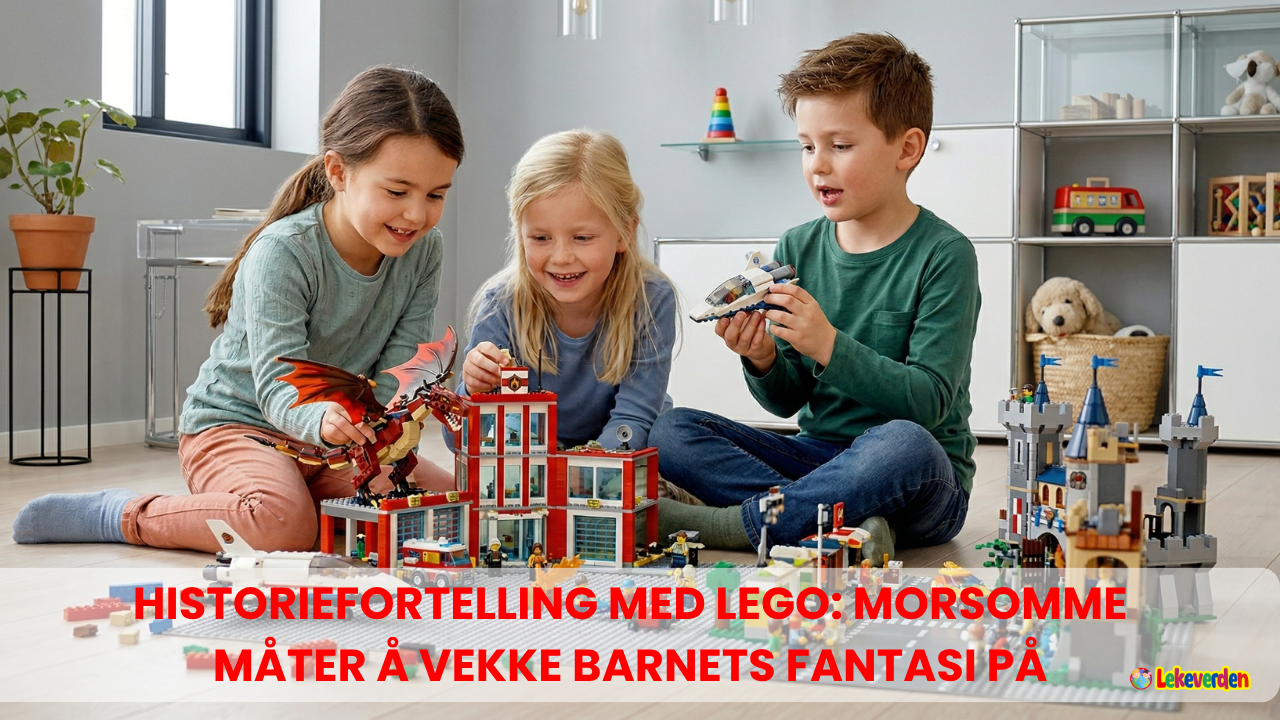 Historiefortelling med LEGO: Morsomme måter å vekke barnets fantasi på 1 Barn bygger fantasifulle scener og figurer med fargerike LEGO-klosser til historiefortelling