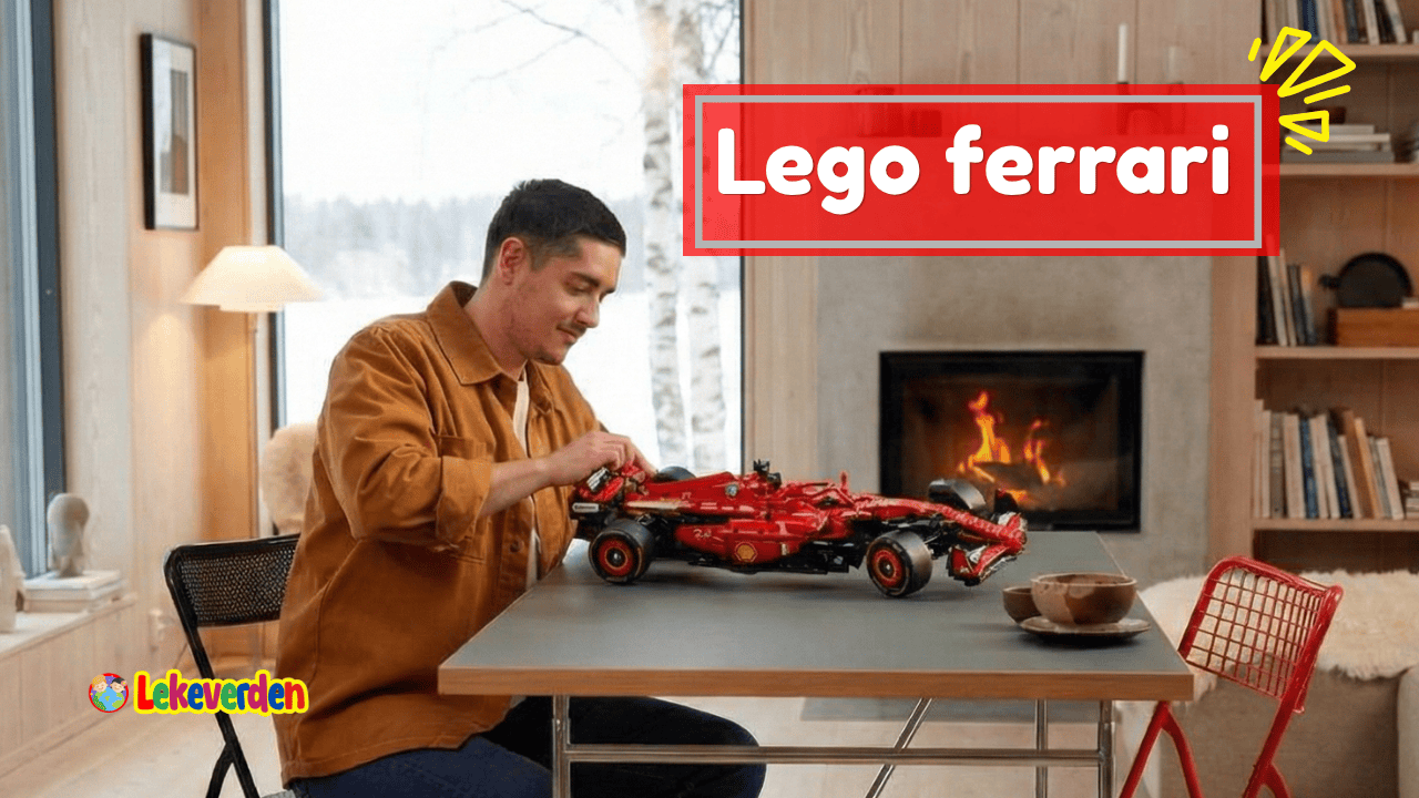 LEGO Ferrari modellbil med realistiske detaljer inspirert av ikoniske Ferrari-racerbiler