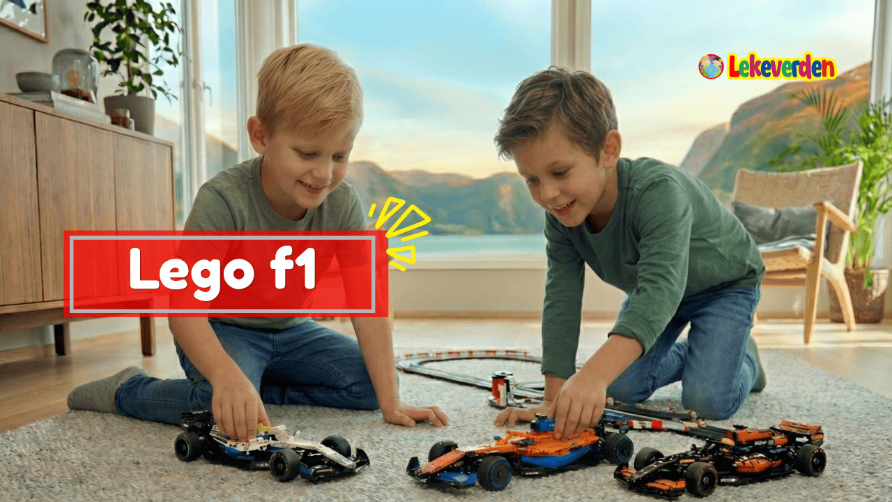 LEGO F1 racerbilmodell med detaljerte aerodynamiske elementer og realistisk design