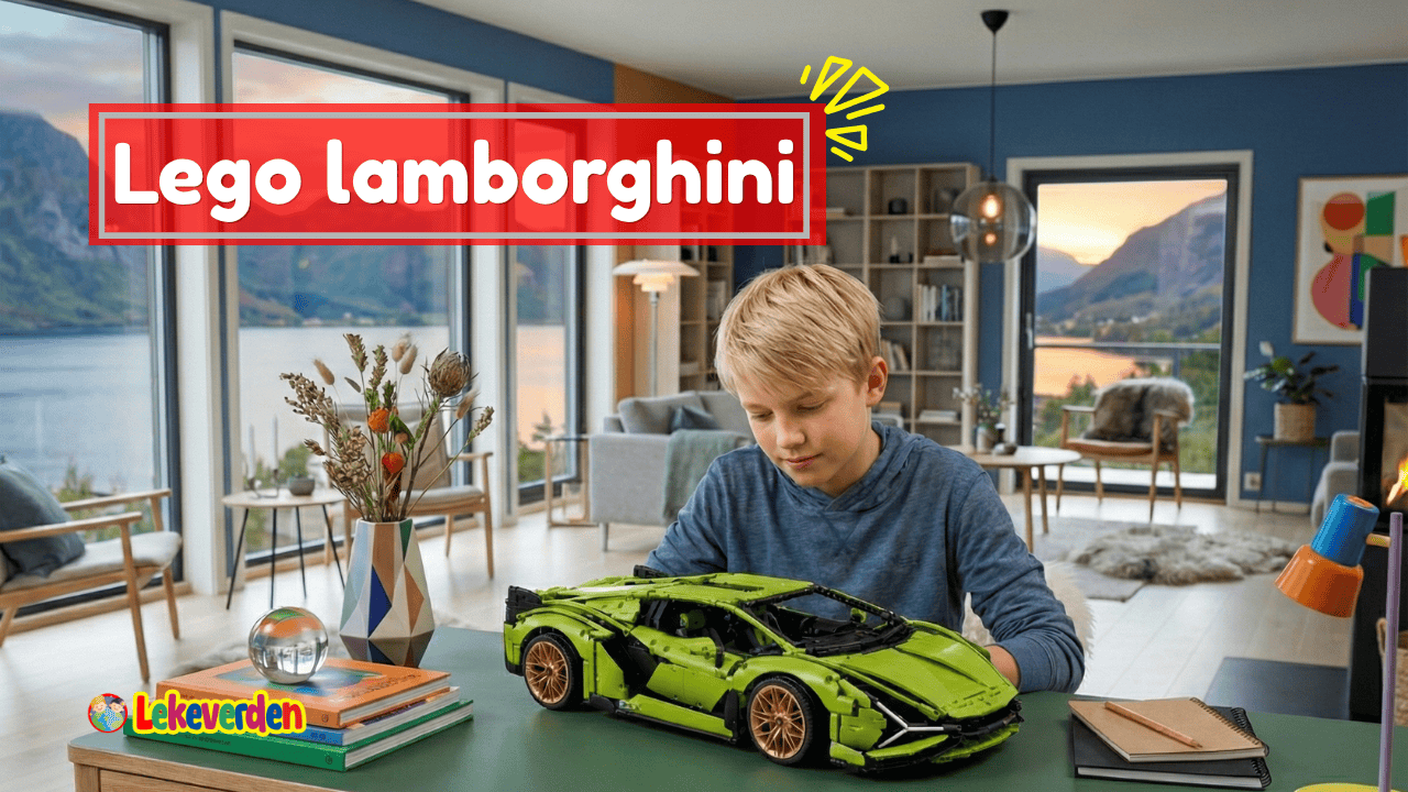 Lego Lamborghini modellbil med realistiske detaljer, aerodynamisk design og autentisk superbilutseende