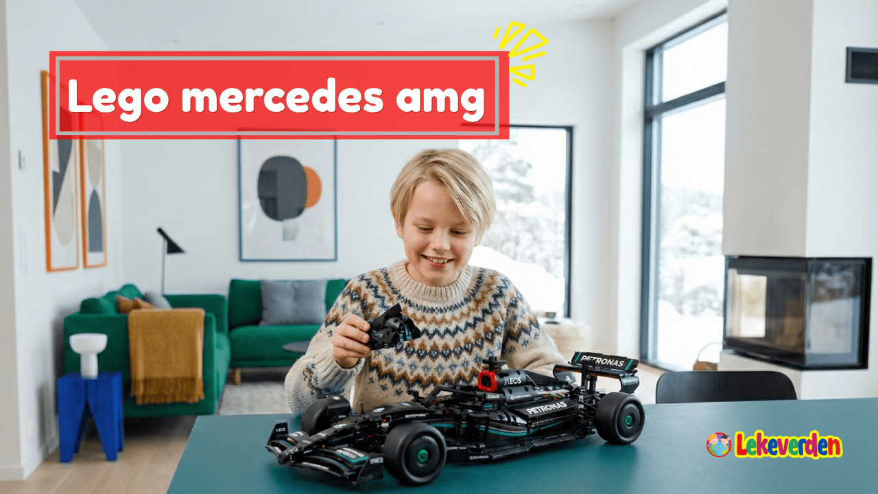 Lego Mercedes AMG bilmodell med realistiske detaljer og sporty design fra Speed Champions eller Technic-serien