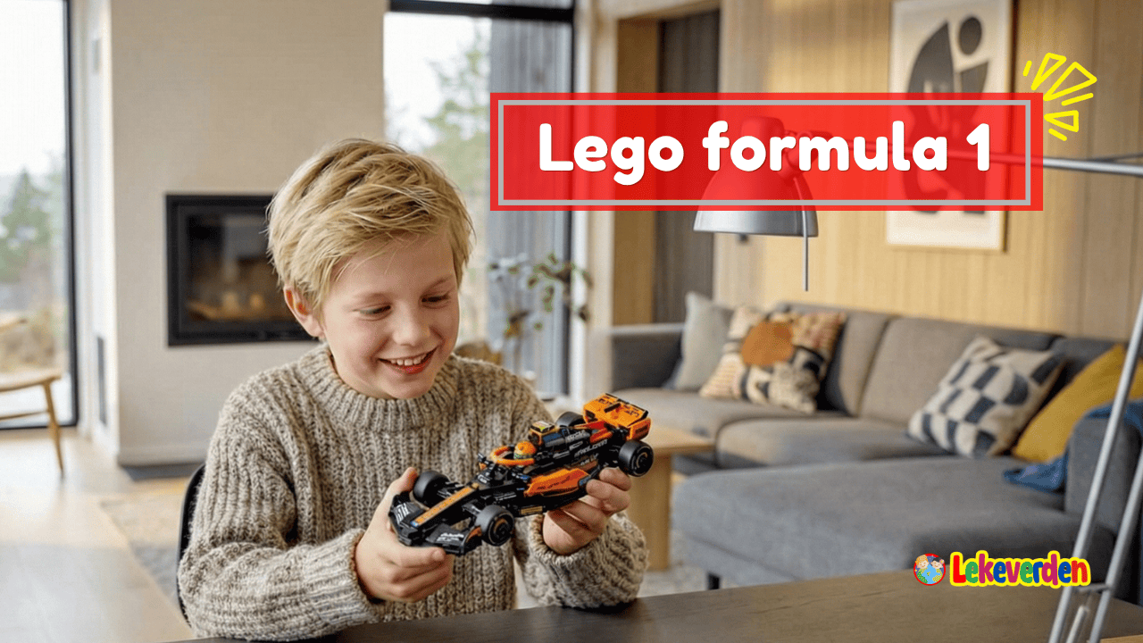 Detaljert Lego Formel 1-racerbil med autentisk design, racingdekk og aerodynamiske detaljer inspirert av ekte F1-biler.