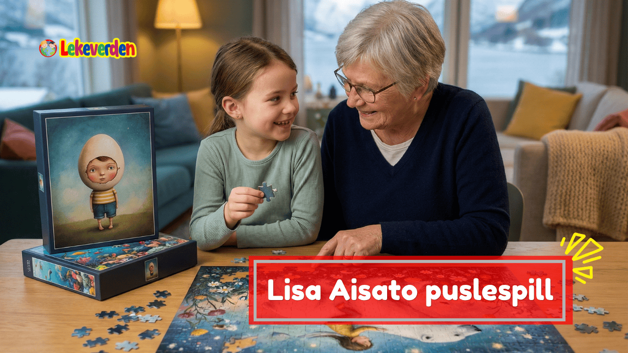 Lisa Aisato puslespill med detaljert og fantasifull illustrasjon i myke farger
