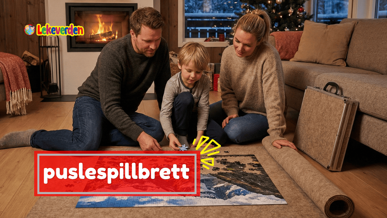 Puslespillbrett med puslespillbrikker organisert på en stabil overflate med skuffer for sortering